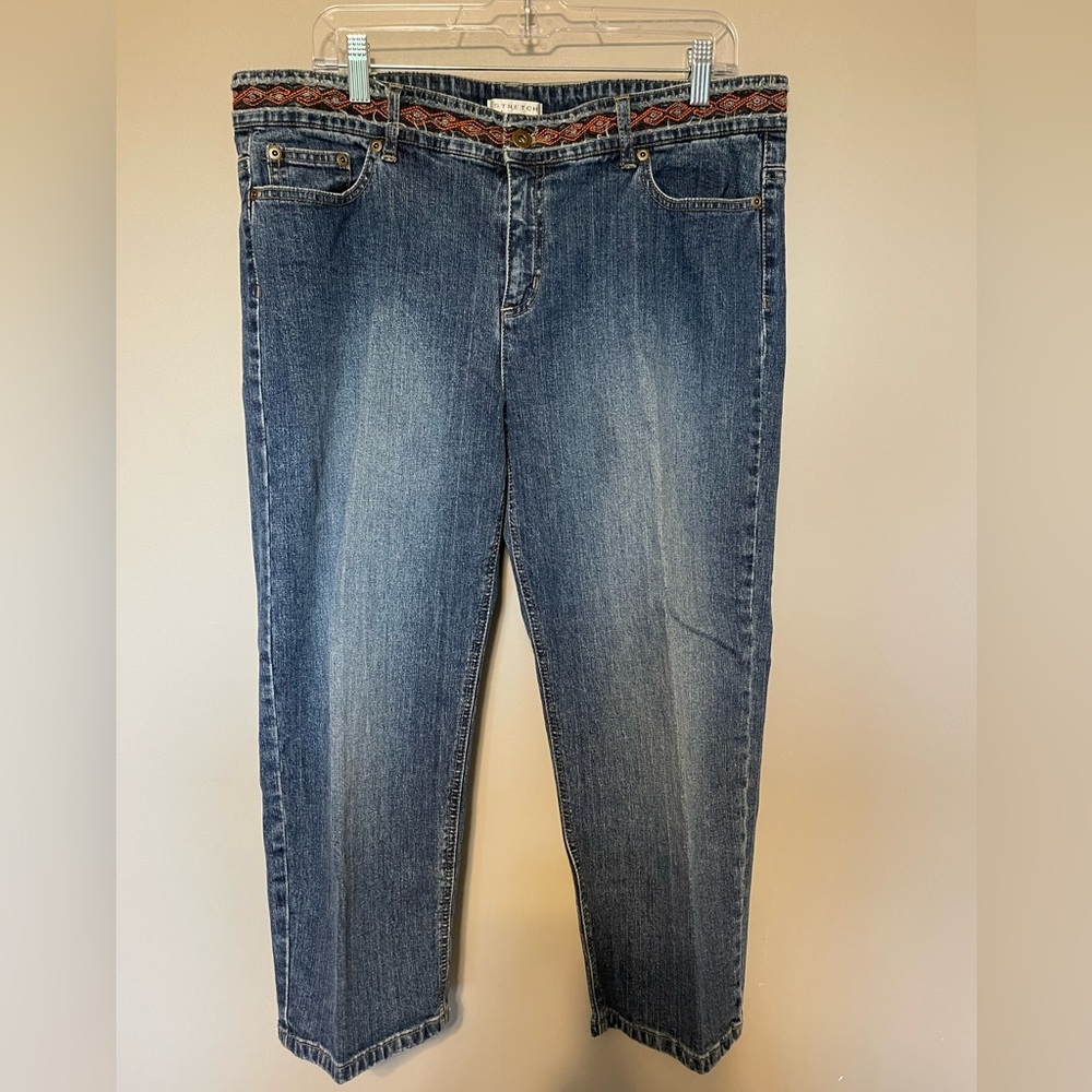 Axcess Liz Claiborne Denim Jean Capris Plus Size 16 Stretch Cropped
